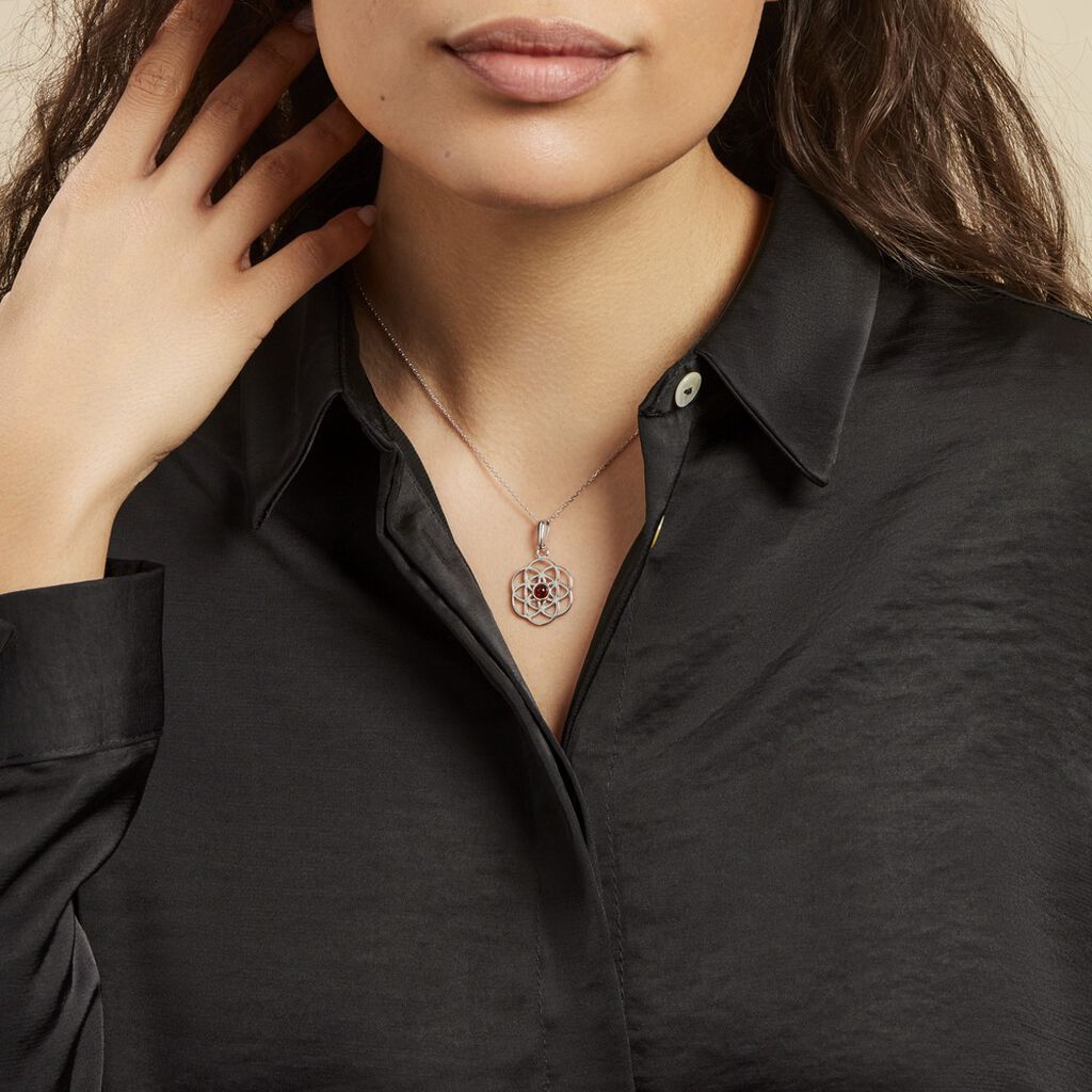 Collier Argent Blanc Aeson Ambre