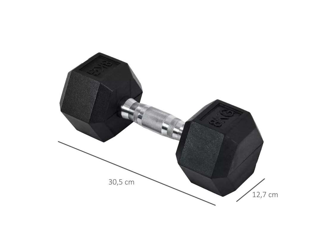 Ensemble d'haltères courtes total 16 Kg - entraînement musculaire & haltérophilie - acier caoutchouc noir