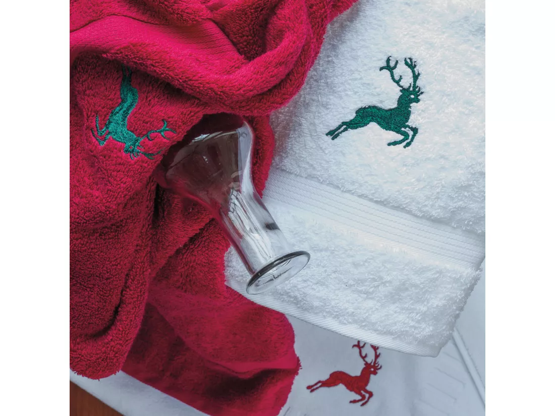 Tapis de bain 50x70 cm HIRSH Blanc Rouge 700 g/m2