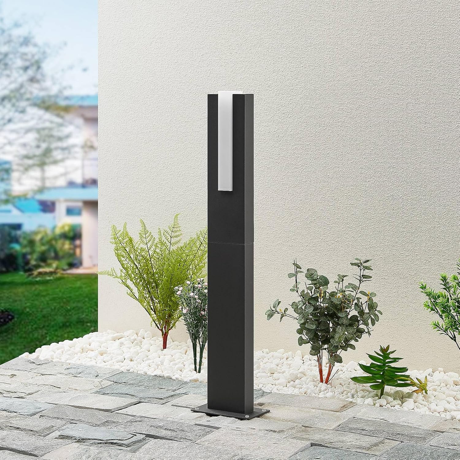 Lucande LED Außenleuchte Virgalia (Modern) in Schwarz aus Aluminium (1 flammig,) - Wegeleuchte Pollerleuchte Wegelampe Sockelleuchte