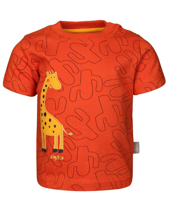 T-Shirt WILDLIFE – GIRAFFE  gemustert in orange