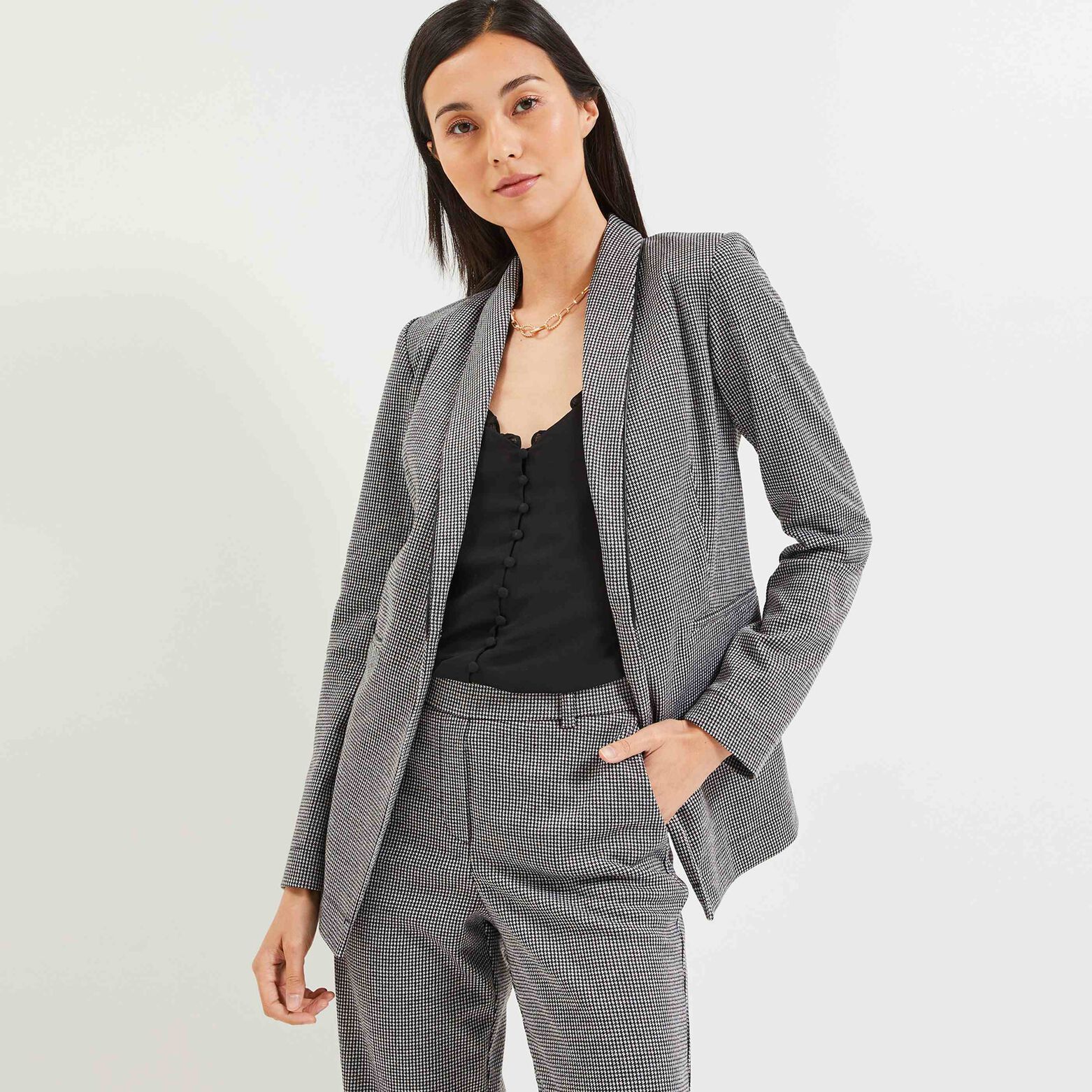 Veste blazer pieds de poule femme