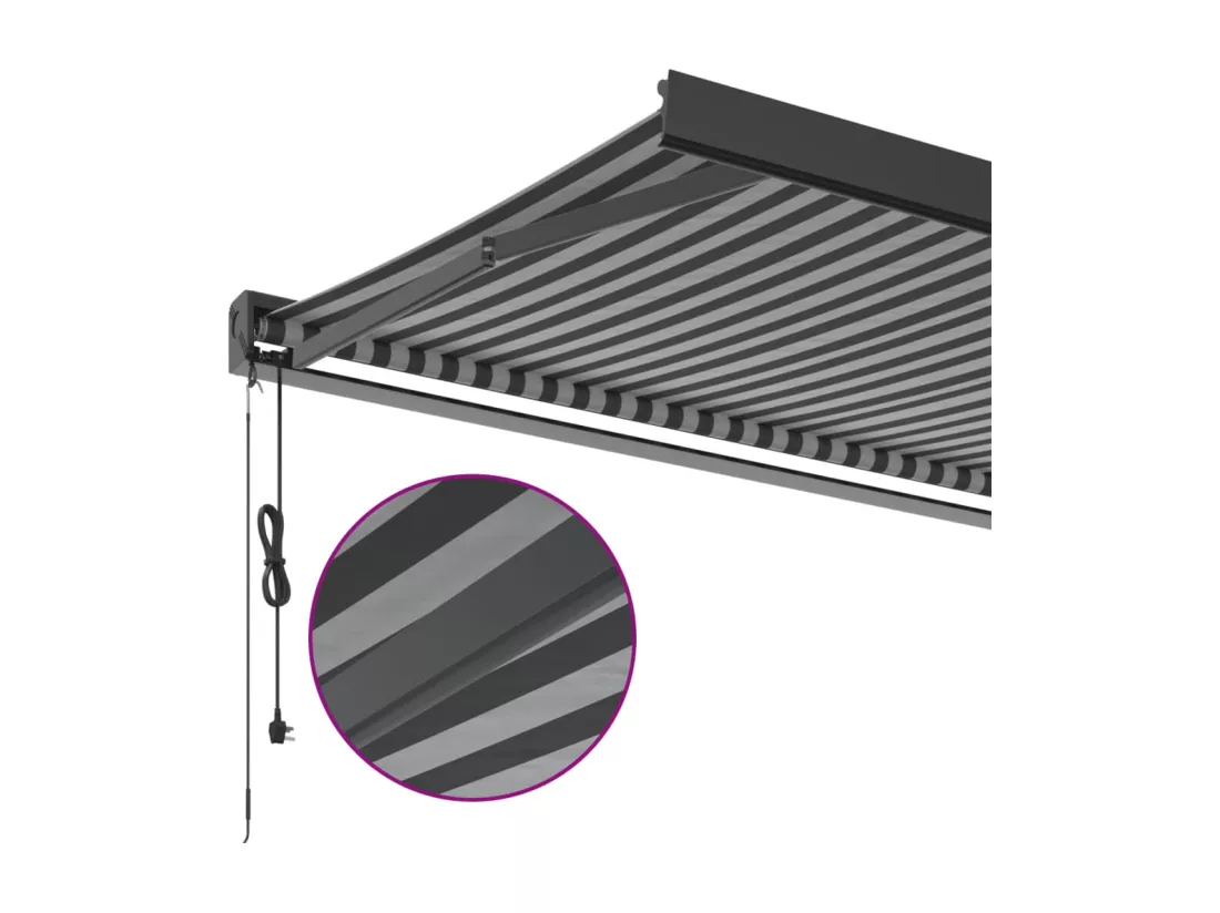 Auvent rétractable anthracite et blanc 4x3 m tissu et aluminium