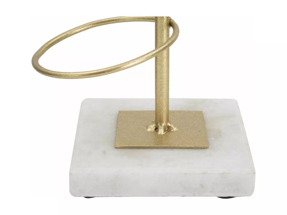 Support de Bougie Élégant en Métal Doré avec Base en Marbre - Porte-bougie Rings 14x13x46 cm, Design Géométrique Chic et Moderne