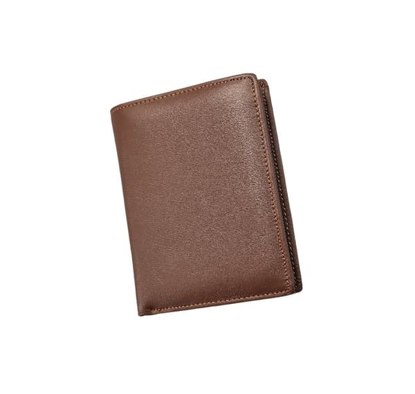 INF RFID-blokkerende skinn lommebok for menn, slank bifold lommebok med myntlomme Brun