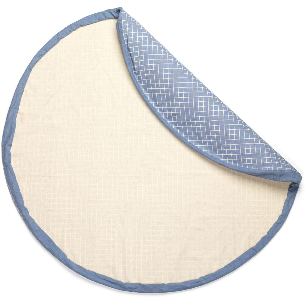 Køb Play&Go Organic Grid Blue 2-in-1 Legetæppe