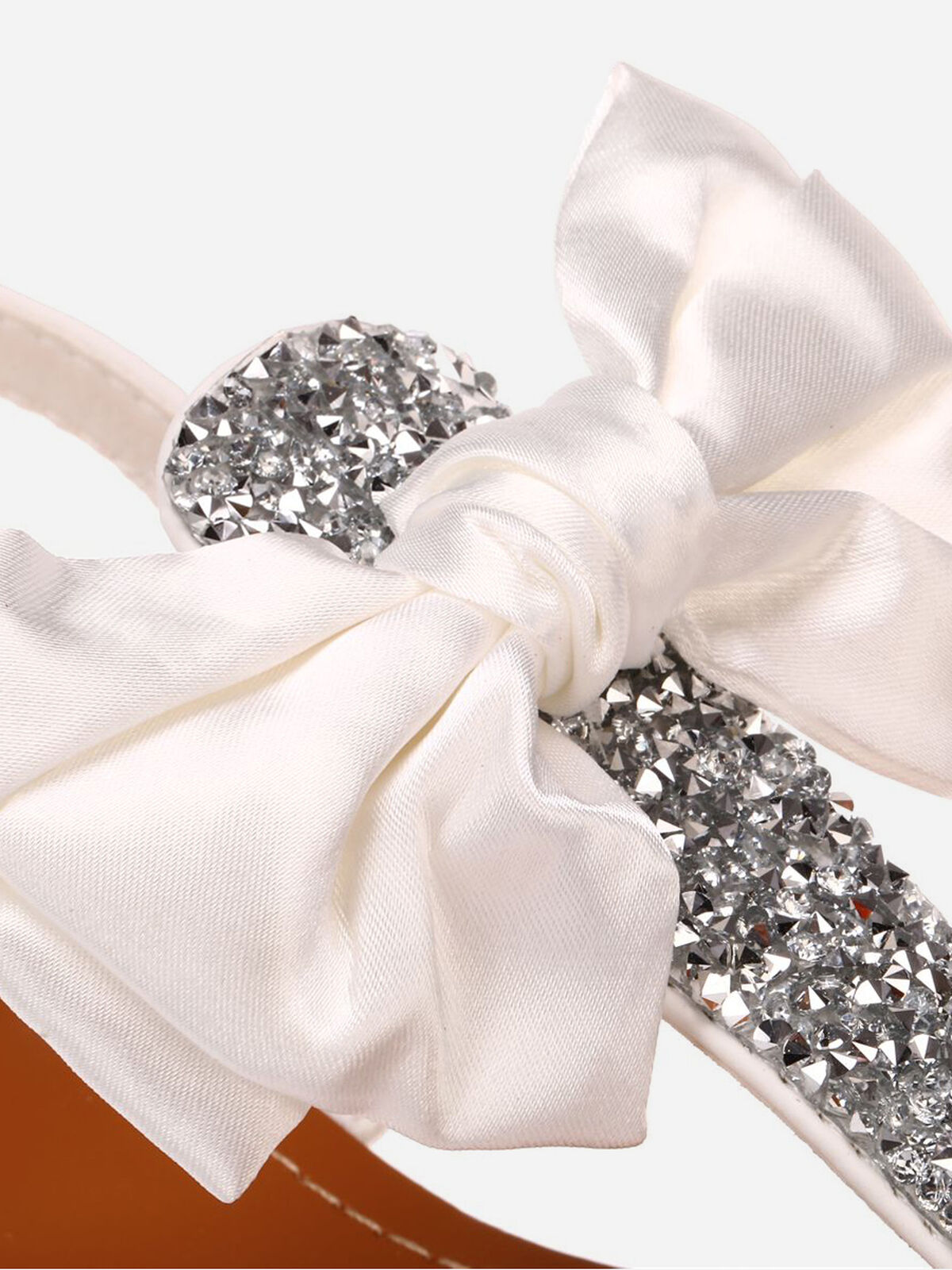 Sandales à strass et noeud grandes tailles- Blanc