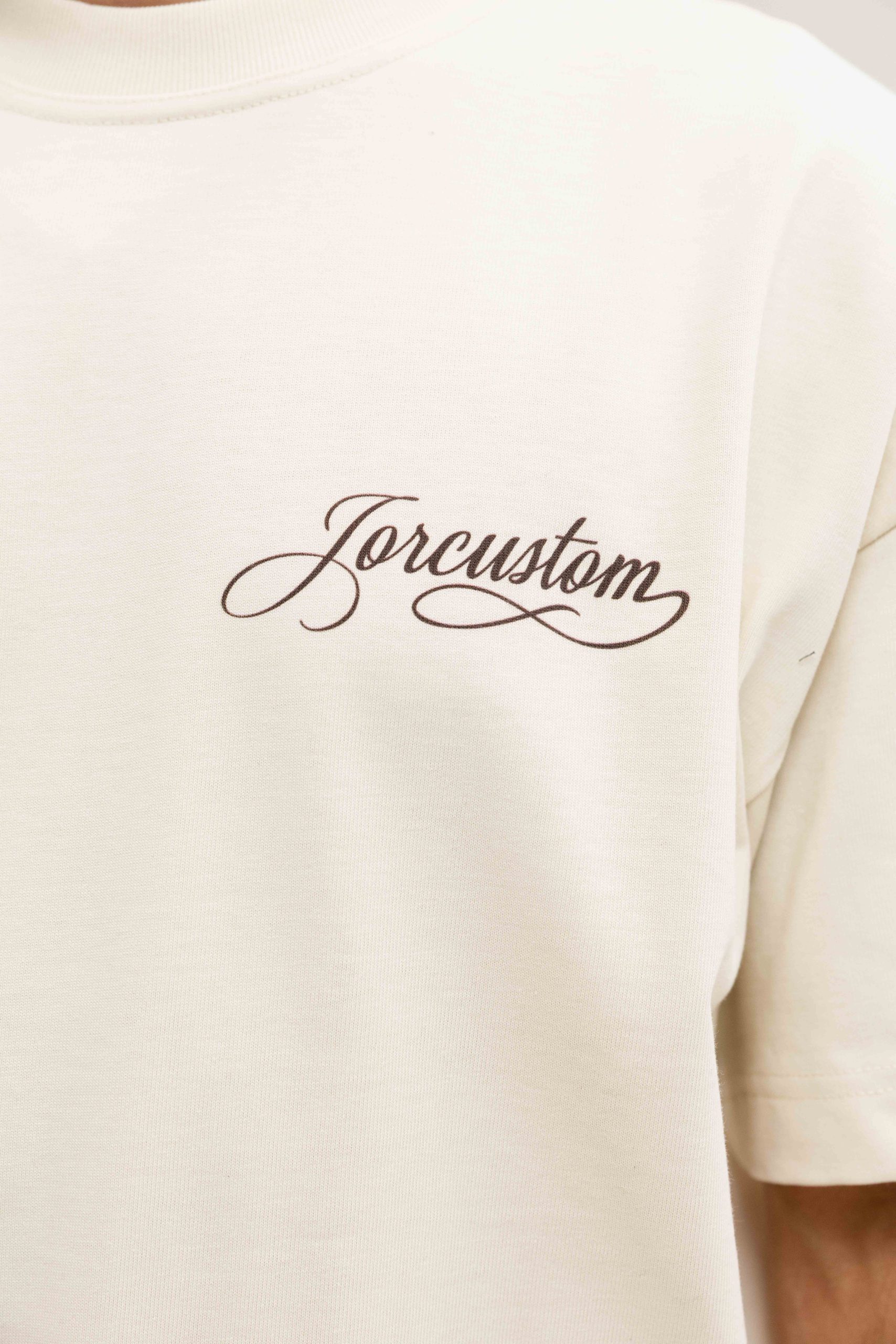 Jorcustom Handscript Loose Fit T-Shirt Heren Gebroken Wit