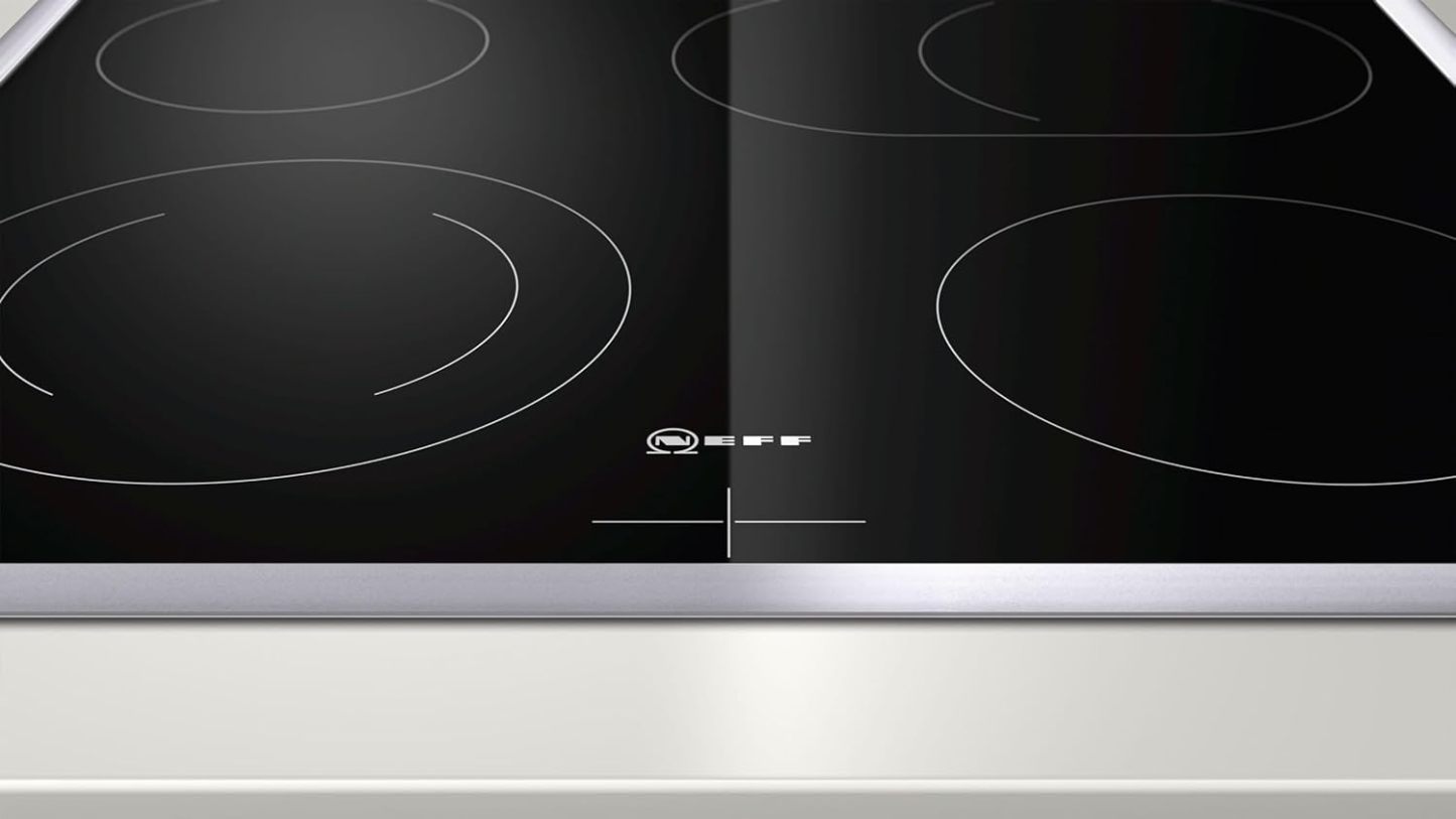 NEFF EDX442, Set bestehend aus E1ECD0AN0, N 30, Einbauherd mit CircoTherm, 60 x 60 cm, Edelstahl und M13R42N2, N 50, herdgesteuertes Elektrokochfeld, 60 cm, Schwarz, mit Rahmen aufliegend