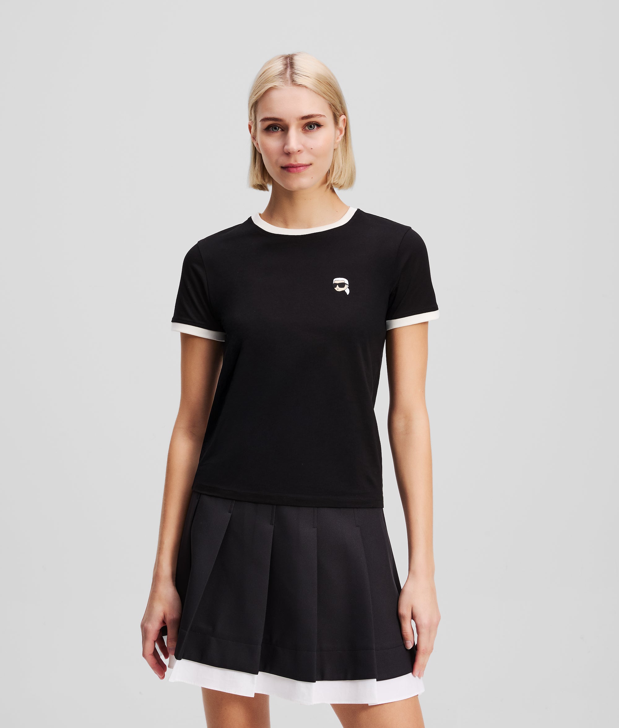 Ikon T-shirt met contrastbies
