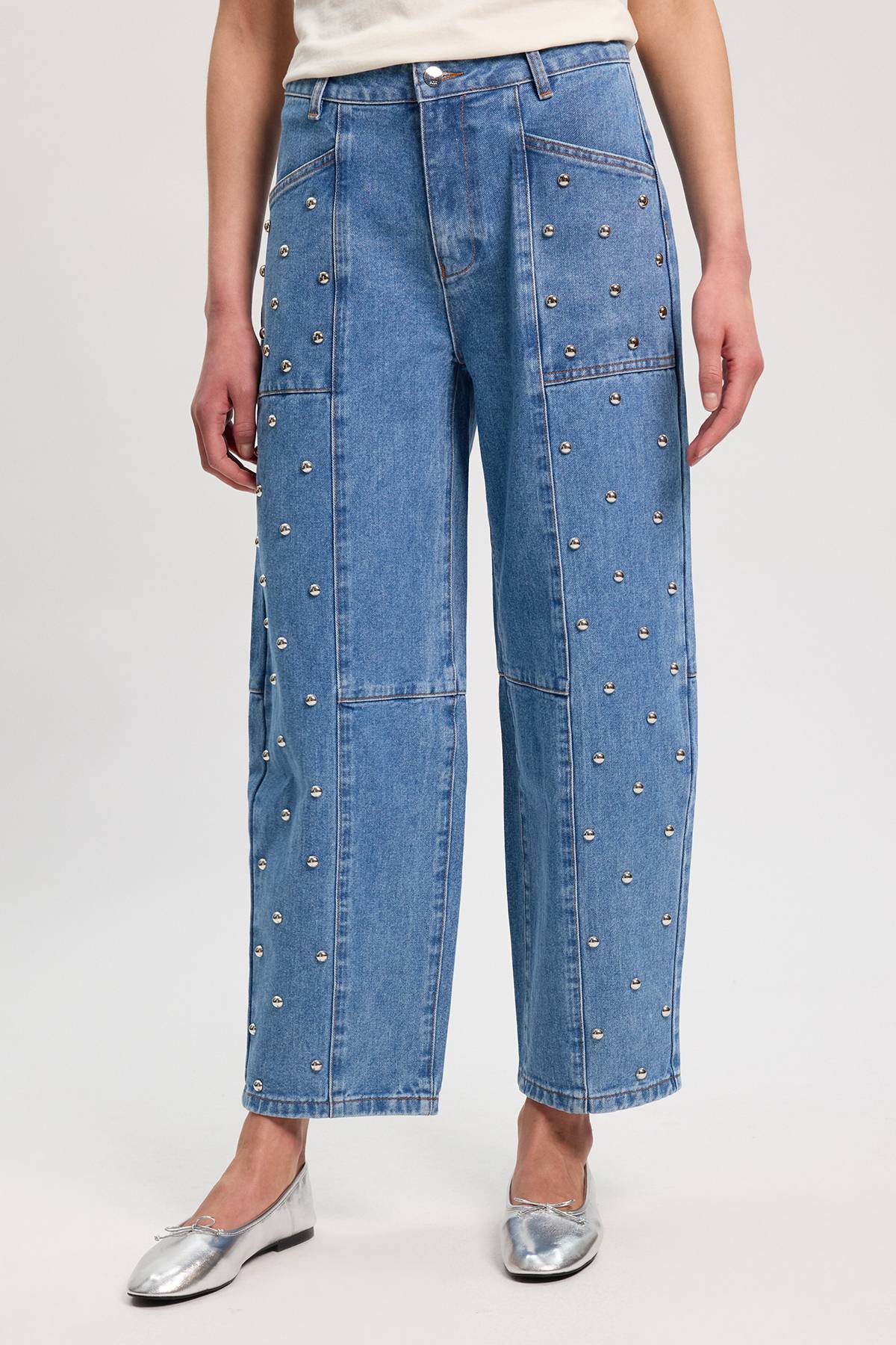 KarenMillen Jean Jambe Tonneau En Denim À Clous