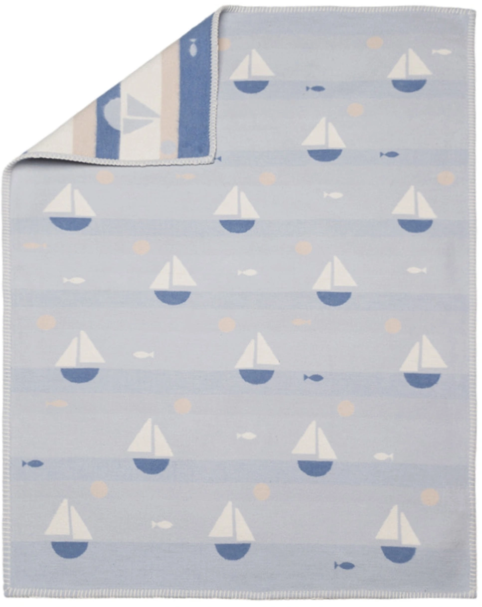 Babydecke LENA - SEGELBOOTE (75x100) in hellblau