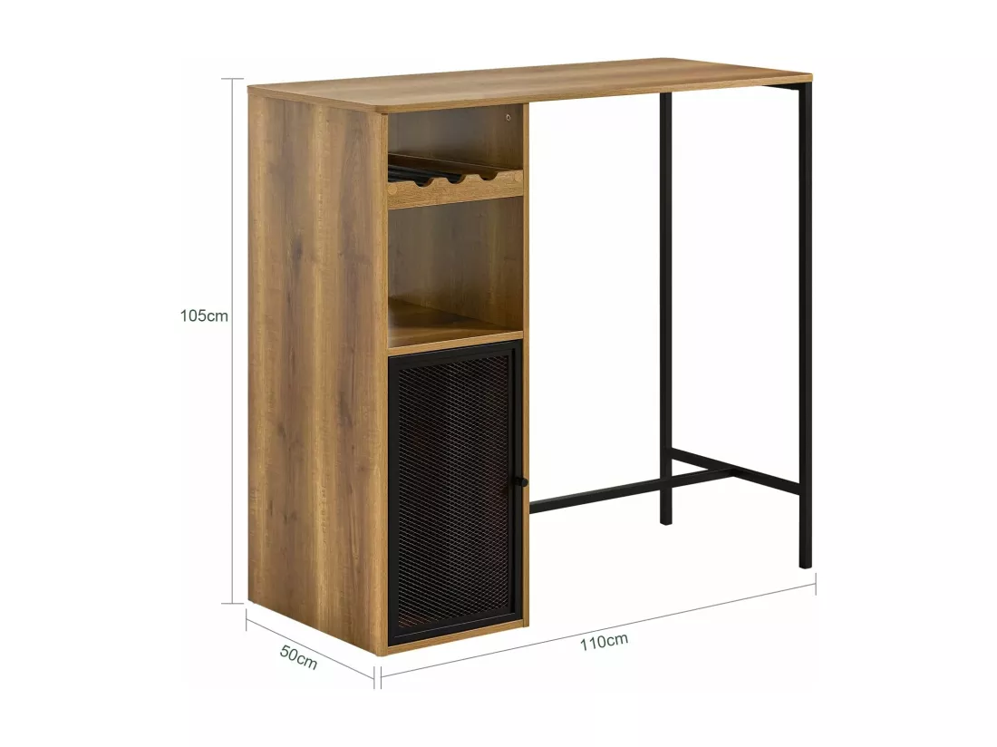 Table de Bar, Table Haute, Table à Manger, Table avec Supports pour Verres et Bouteilles, FWT97-PF