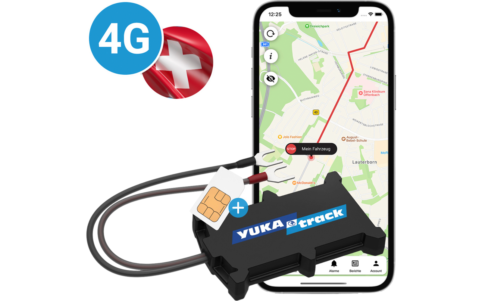 YUKAtrack easyWire 4G GPS Ortung Europaweit mit SIM-Karte Datenflat