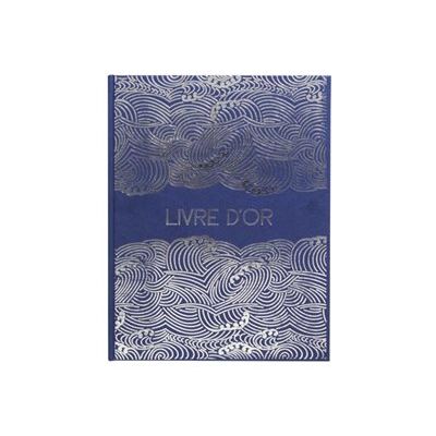 Exacompta Japan - Livre d'or - 270 x 220 mm - 50 feuilles / 100 pages - papier blanc - impressions japonaises - couverture bleue - carton recouvert de papier