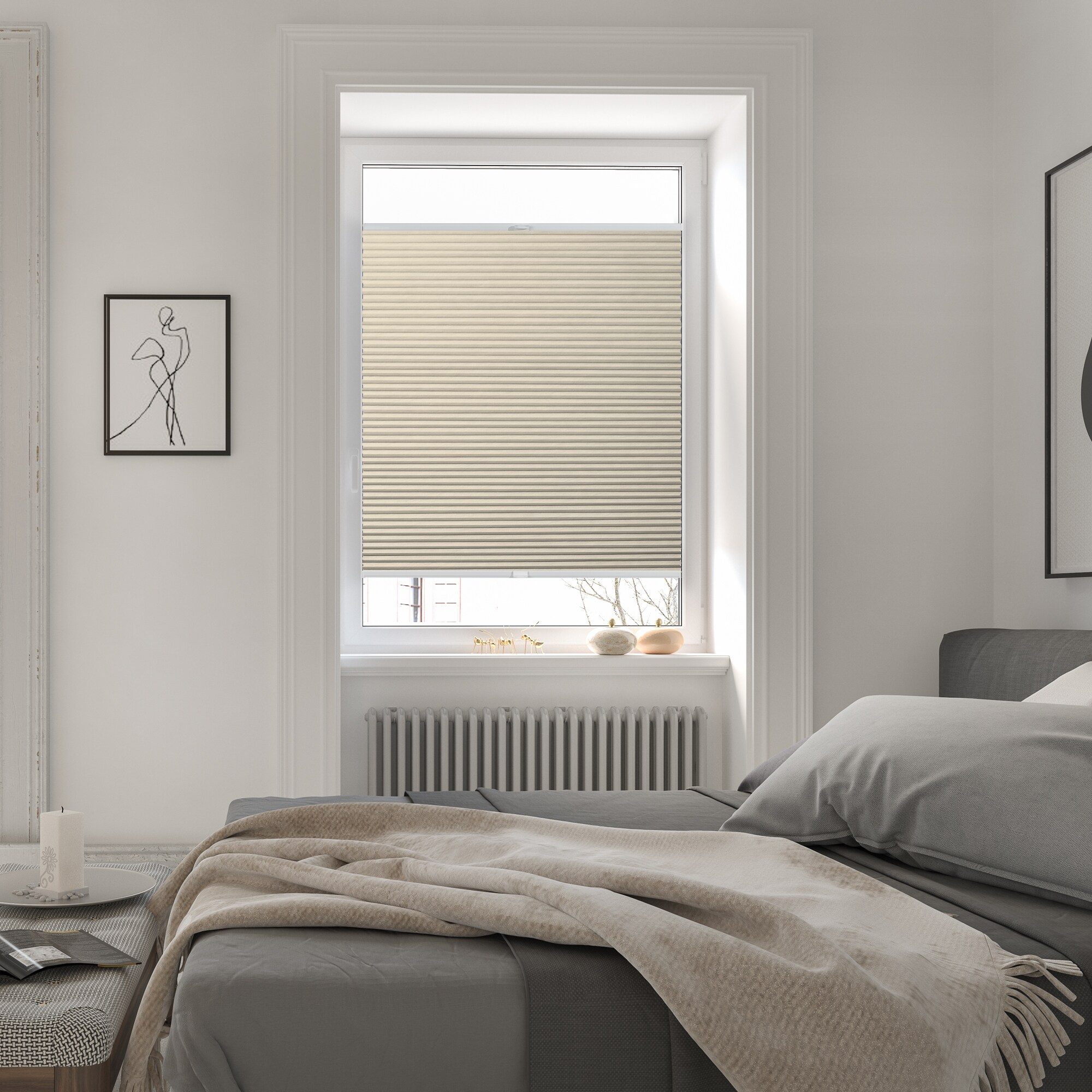 Lichtblick Wabenplissee Klemmfix, ohne Bohren, verspannt, Verdunklung - Beige