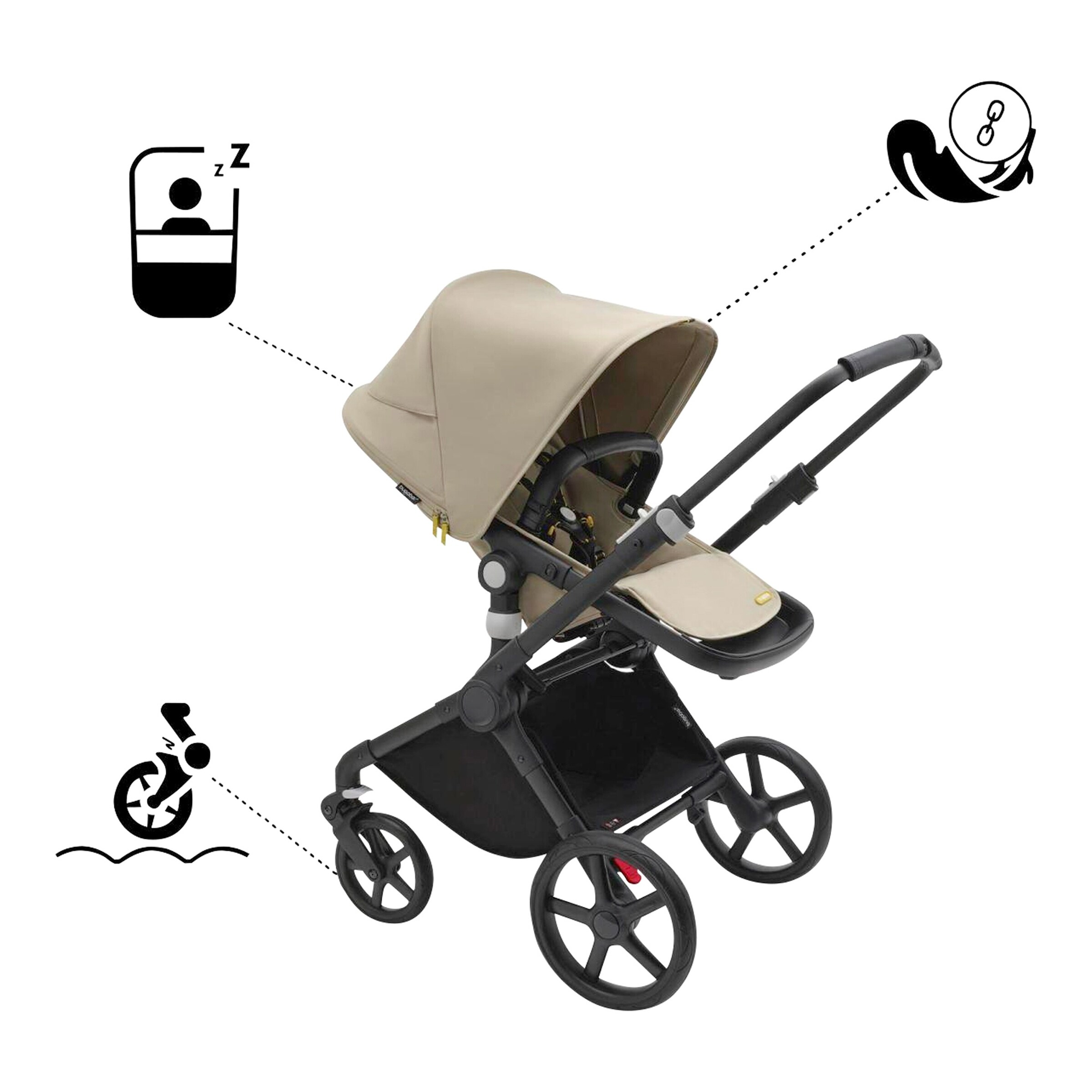 Bugaboo - Fox Cub Kombikinderwagen black / desert beige
