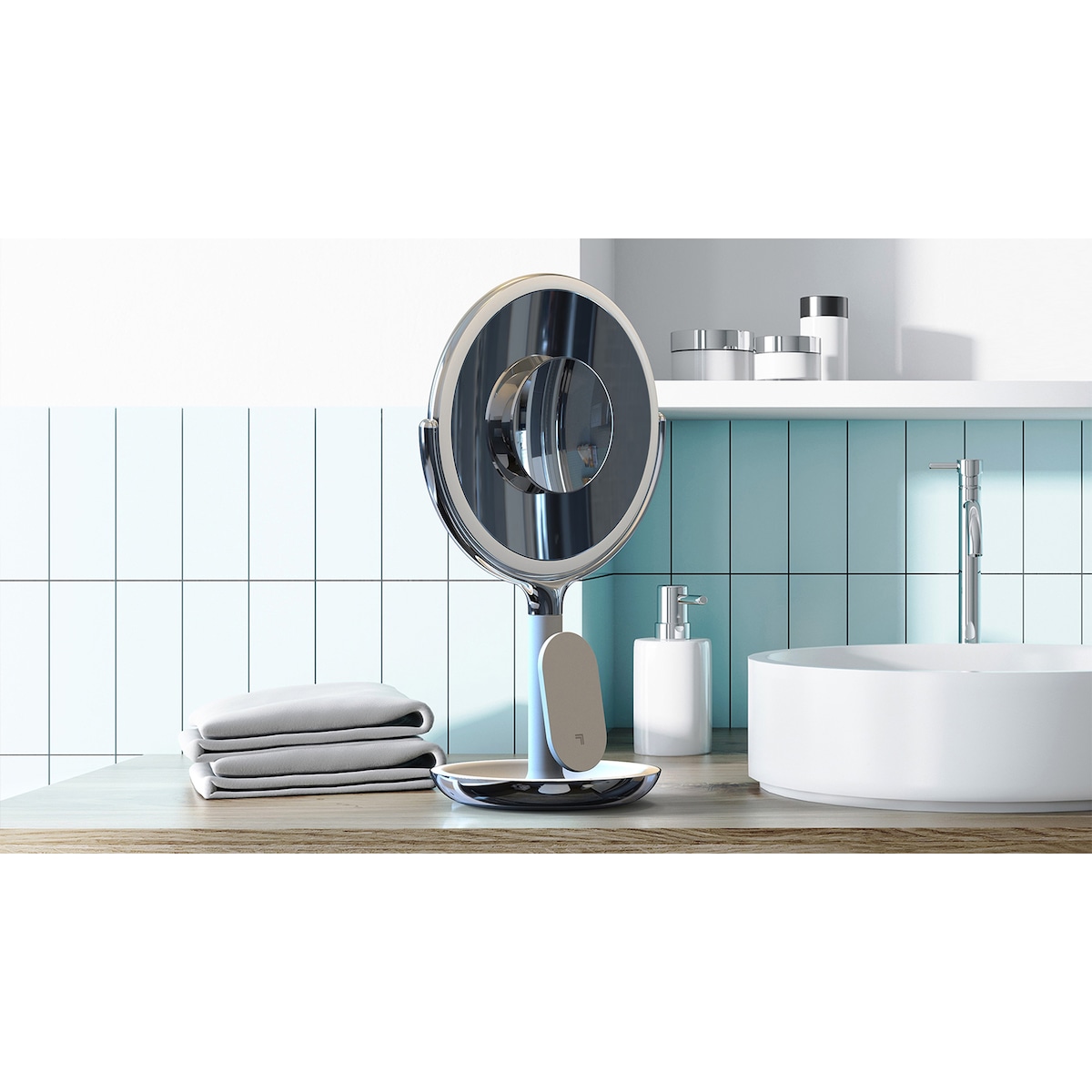 Sharper Image LED sminkespeil med trådløs lader P001307