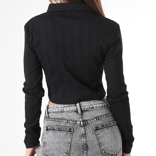 Haut Manches Longues Femme Badge Elongated Rib 1428 Noir