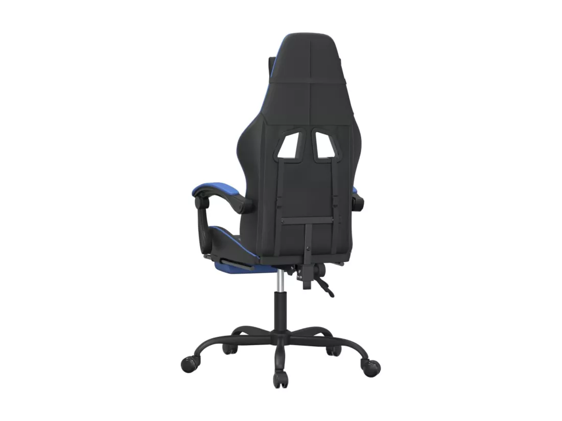 Chaise de jeu pivotante et repose-pied Noir et bleu Similicuir