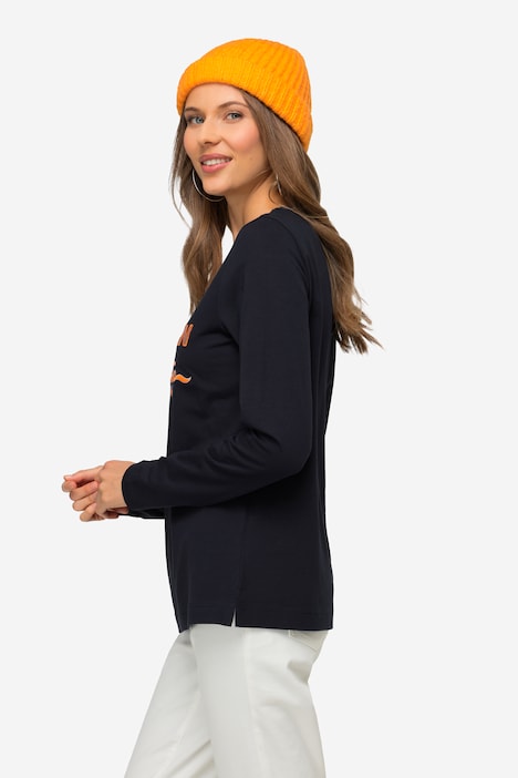 Longsleeve, Statement Stickerei, Rundhals, Langarm