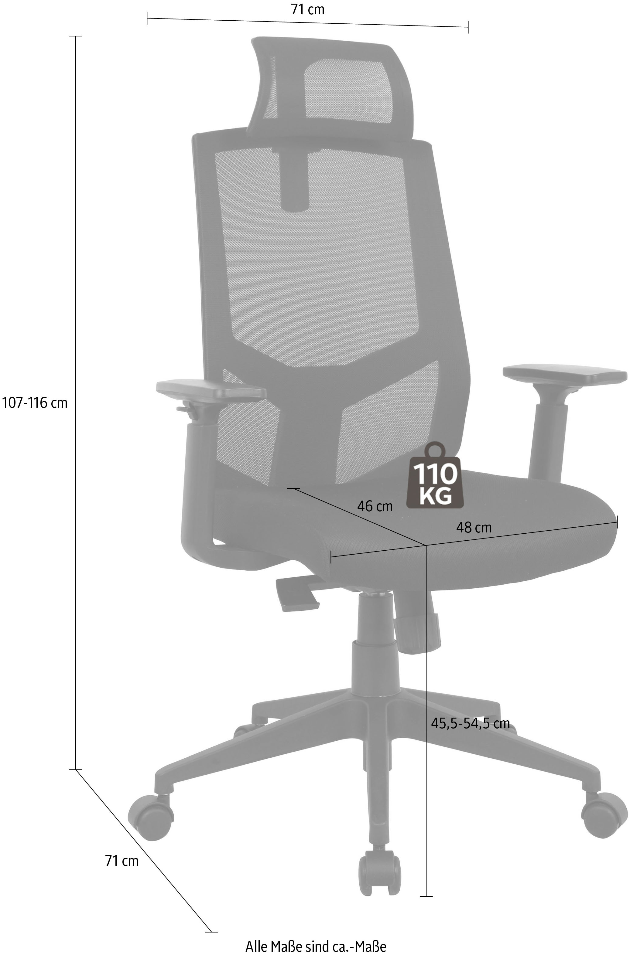 INOSIGN Chefsessel »Netti, Schreibtischstuhl, hochwertige ergonomische Ausstattung« () Kopfstütze, Armlehnen & Rückenlehne verstellbar