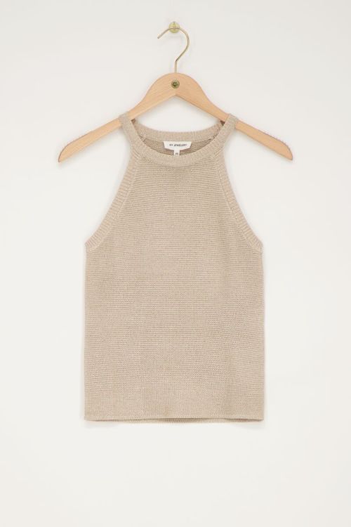 Beige halter top met lurex