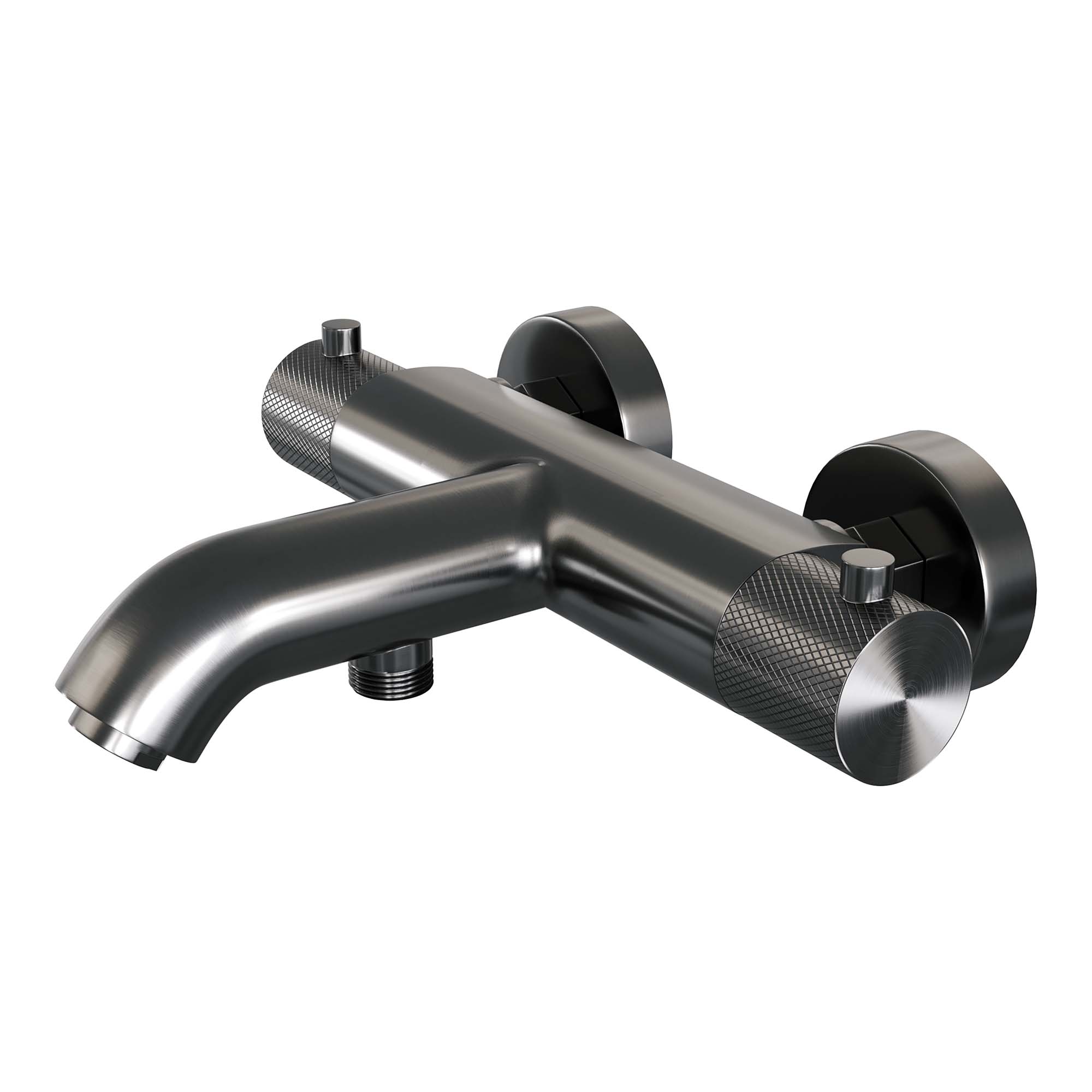 Brauer Gunmetal Carving thermostatische badkraan met glijstang en staafhanddouche gunmetal geborsteld PVD
