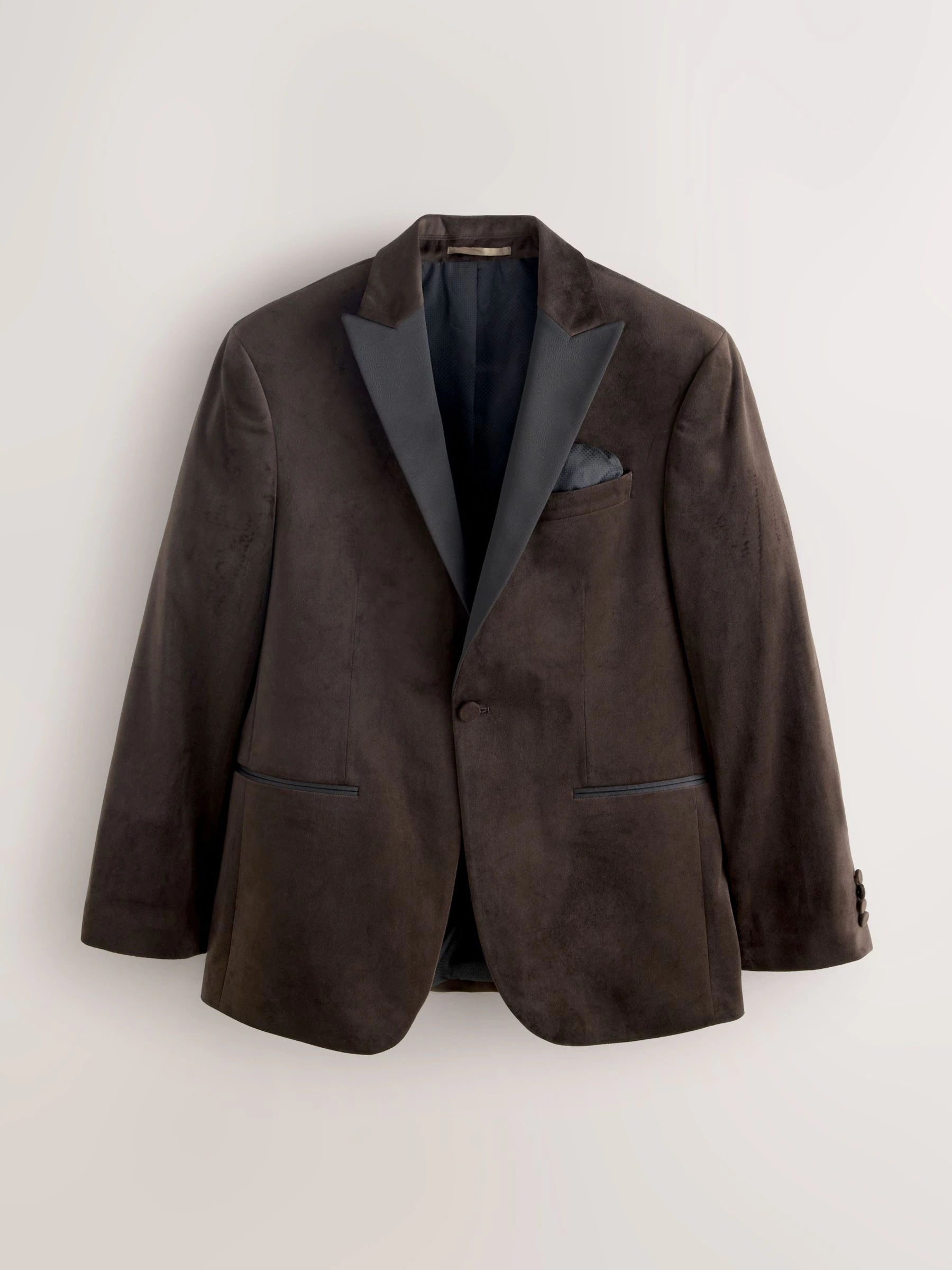 Bruin - Normale Pasvorm - Fluwelen blazer