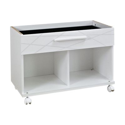 Rangement bas mobile SUNDAY - L80 x H59 x P42 - 1 tiroir+ 2 cases - blanc graphic