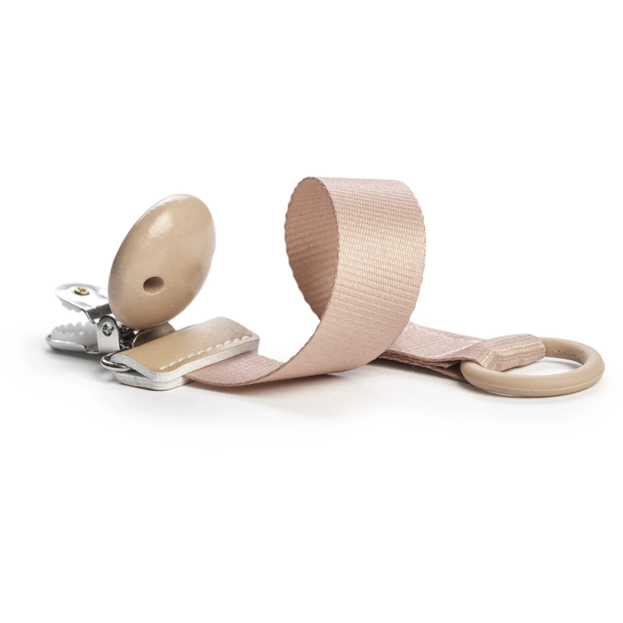 Elodie Schnullerband mit Holzdetail, Blushing Pink