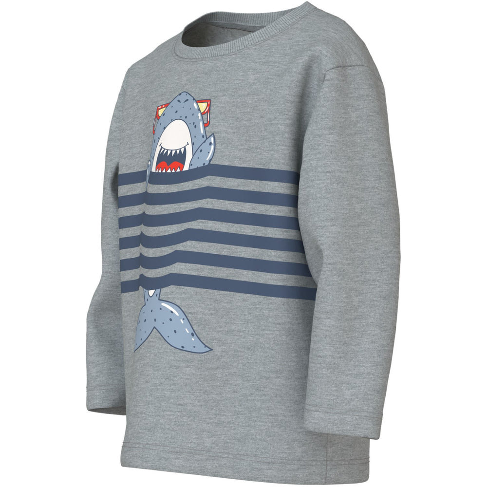 Køb Name It Grey Melange Shark Nmmvilasse Ls Nreg Top