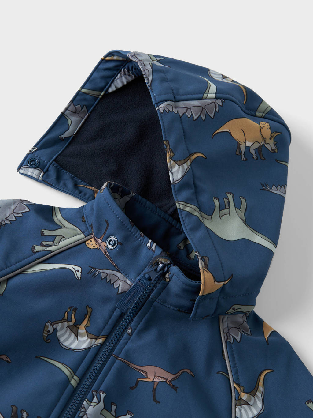 NAME IT softshell buitenspeelpak met all over print denim blauw/bruin/groen