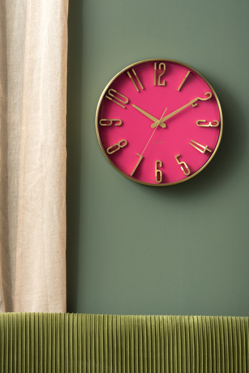 Wall Clock Elevated Glam KA6016PI Metallic dark pink