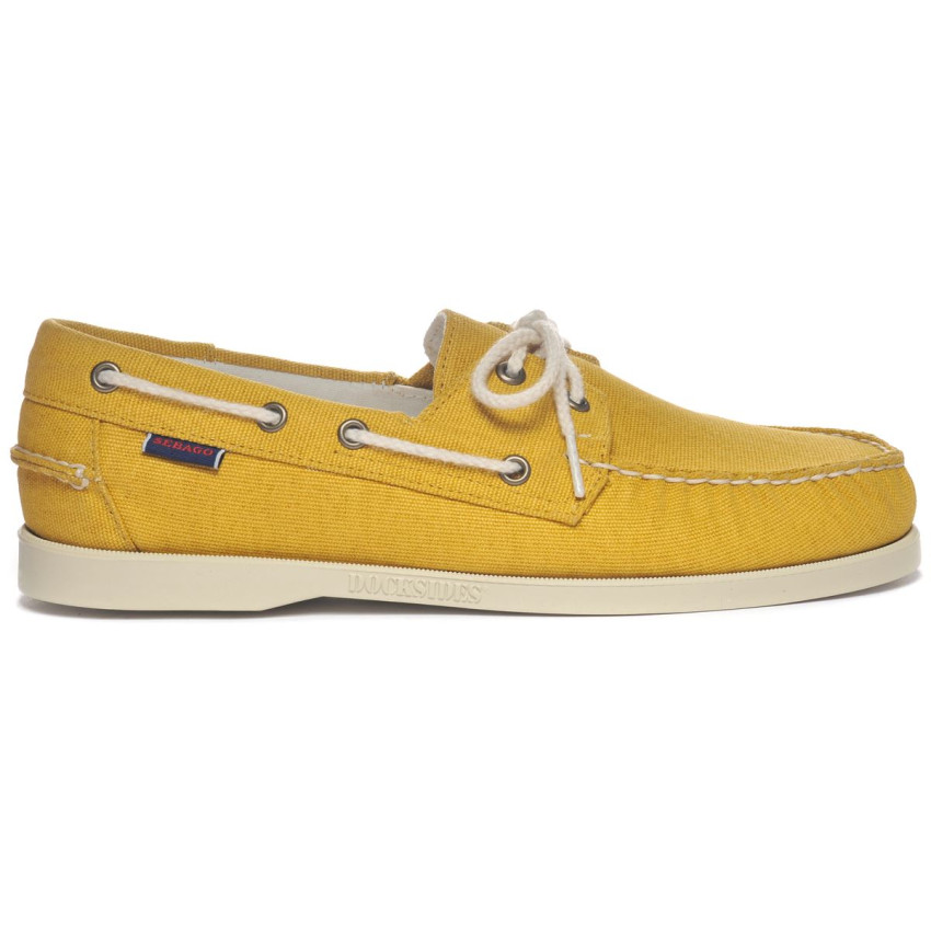 DOCKSIDES PORTLAND WASHED CANVAS YELLOW MUSTARD-Chaussures bateau pour homme en toile