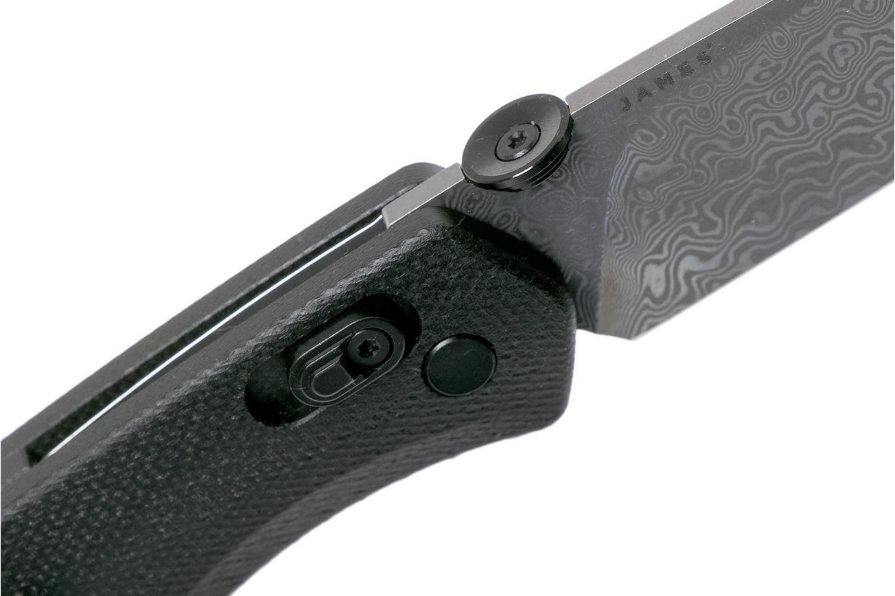 The James Brand The Carter, black G10, Damascus zakmes KN108147-00