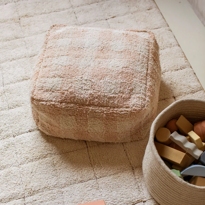 Lorena Canals - Vichy Pouf, 40 x 40 cm, honey