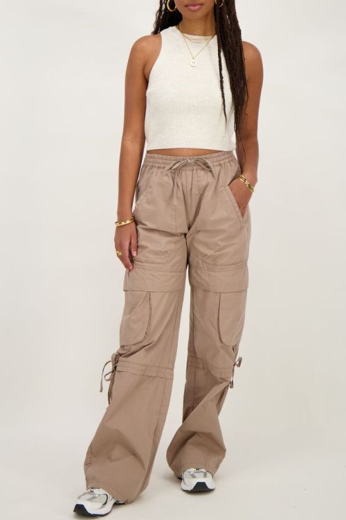 Beige tanktop met rib
