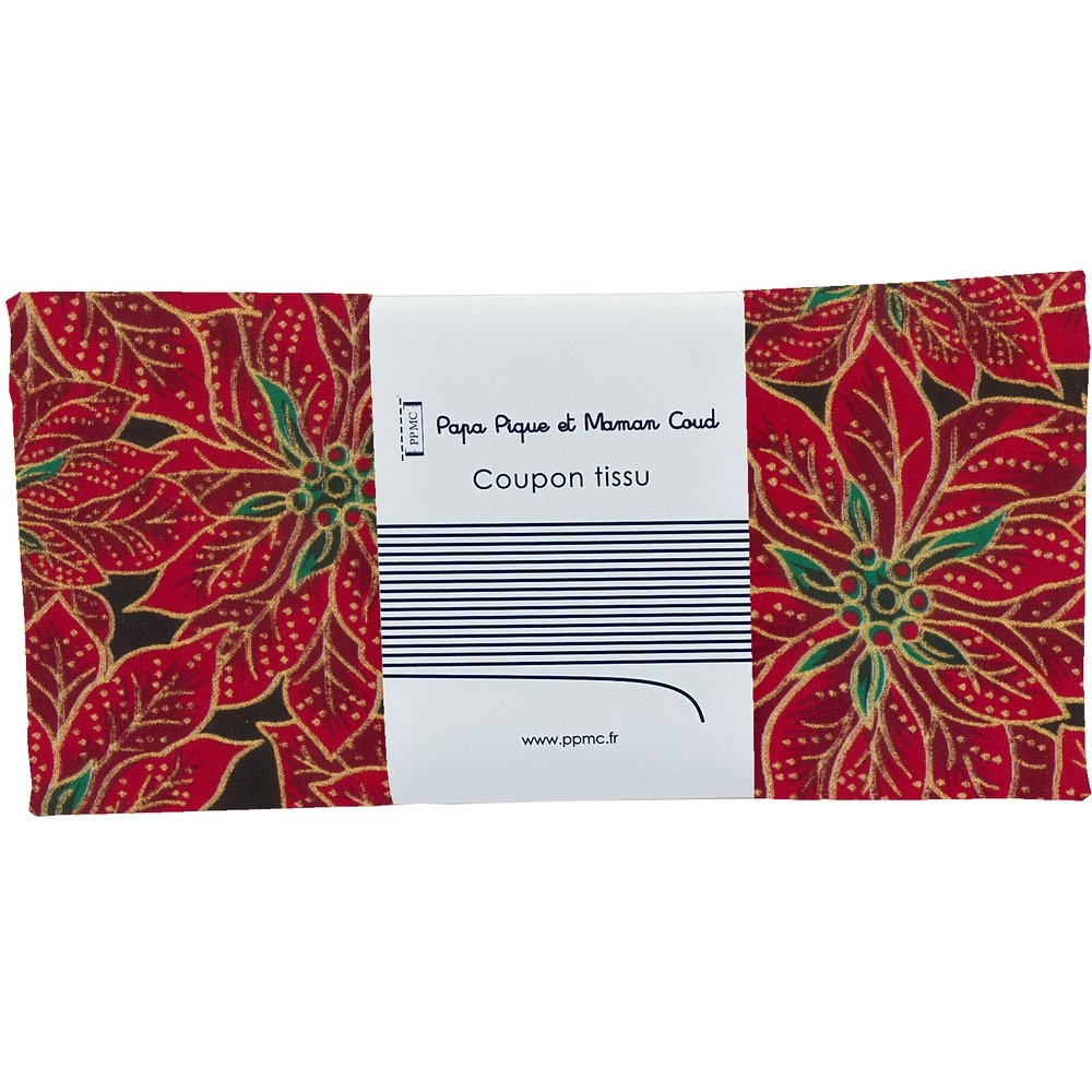 Coupon Tissu 50 Cm Poinsettia Doré Ex1106