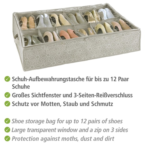 WENKO Unterbettkommode »Modell Balance« Aufbewahrungsbox für 12 Paar Schuhe mit Sichtfenster & Reissverschluss