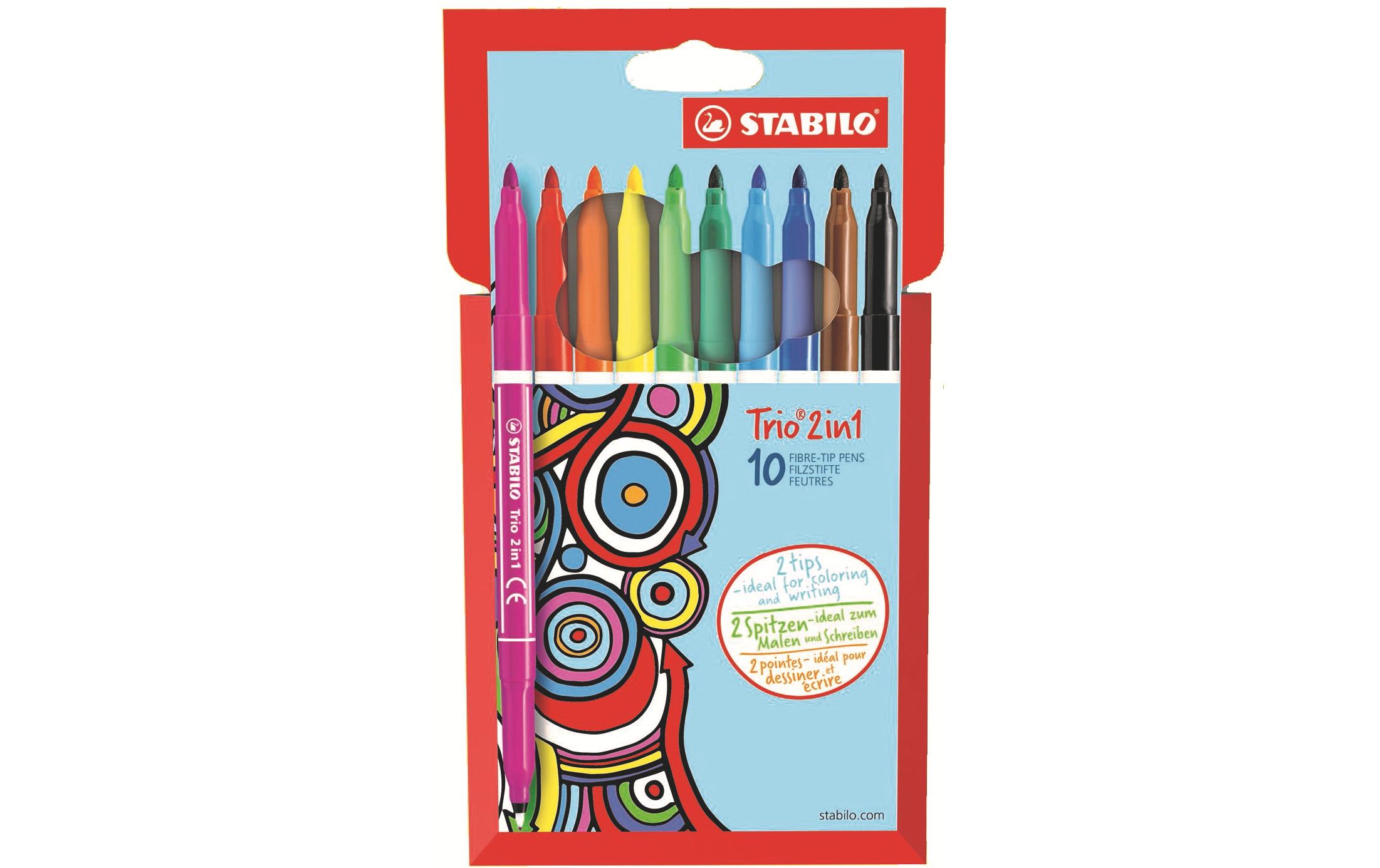 Fasermaler TRIO 2 in 1, 10 StückTRIO 2 IN 1 - Fasermaler