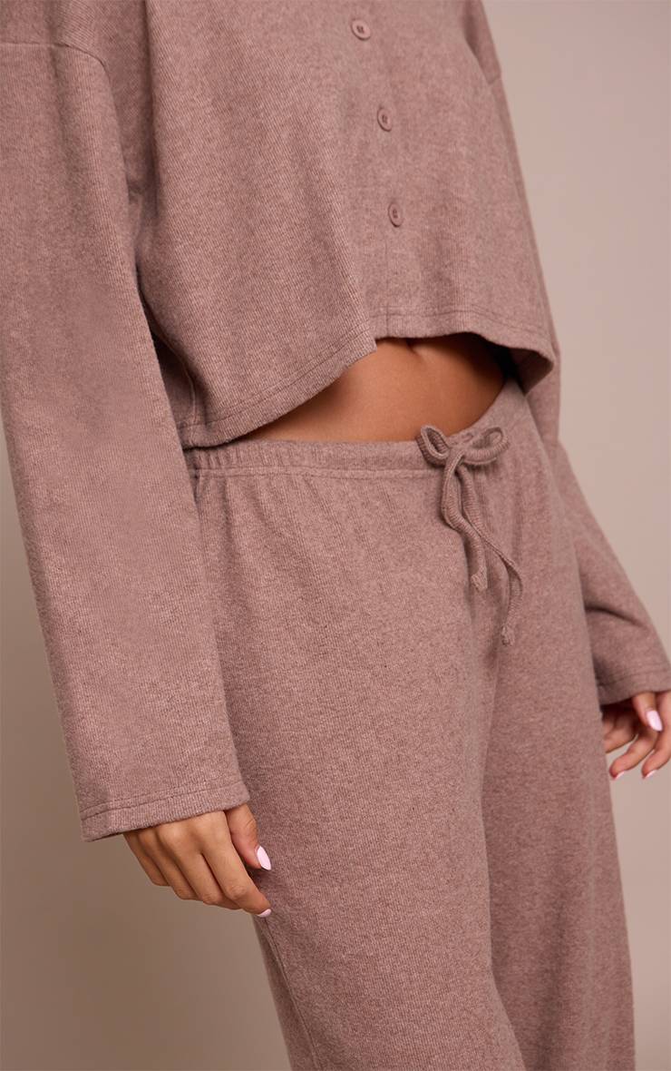 Champignon Pantalon Large À Cordon En Maille Côtelée Brossée Ensemble Coordonné