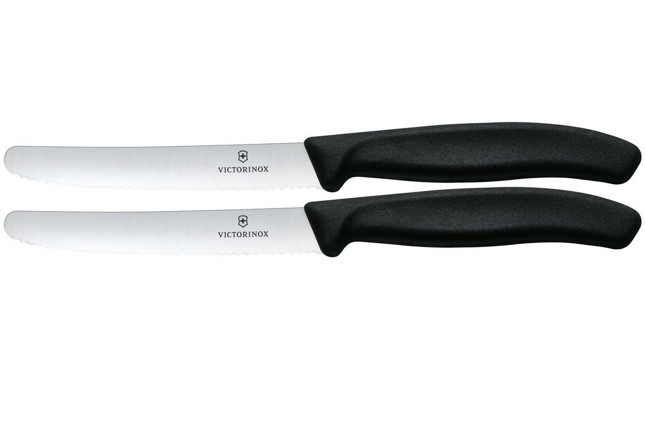 Victorinox Swiss Classic 6.7833.2 Tomato & Table Knife, Wavy, Black, set van 2 tomatenmessen