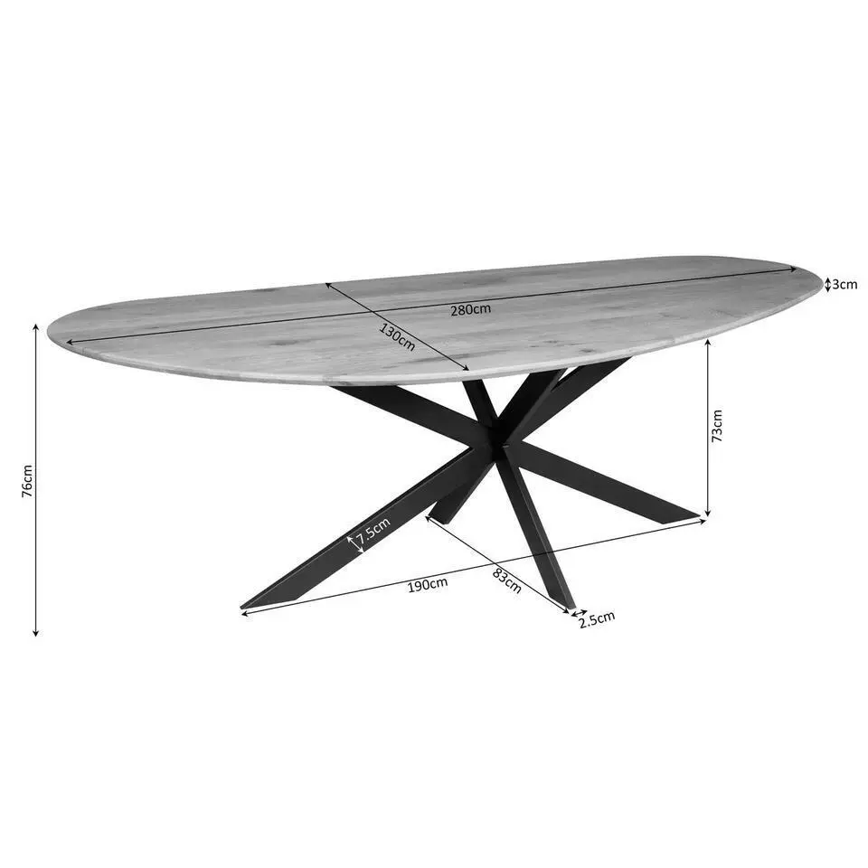 Eettafel Organisch Bruin Eikenhout - 280x130x76cm - Cloud