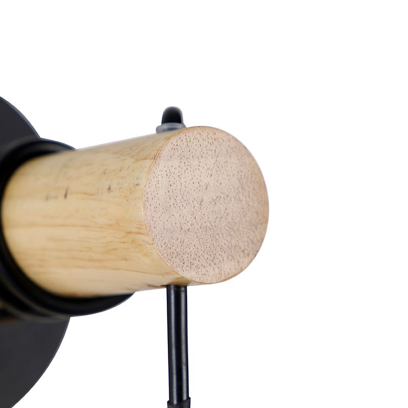 Landelijke wandlamp zwart met hout - Dami Frame