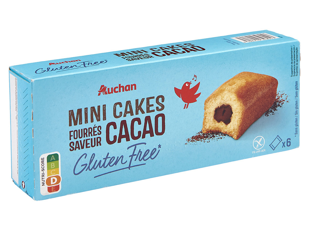 BOLOS AUCHAN MINIATURAS RECHEIO CHOCOLATE SEM GLÚTEN 6UN