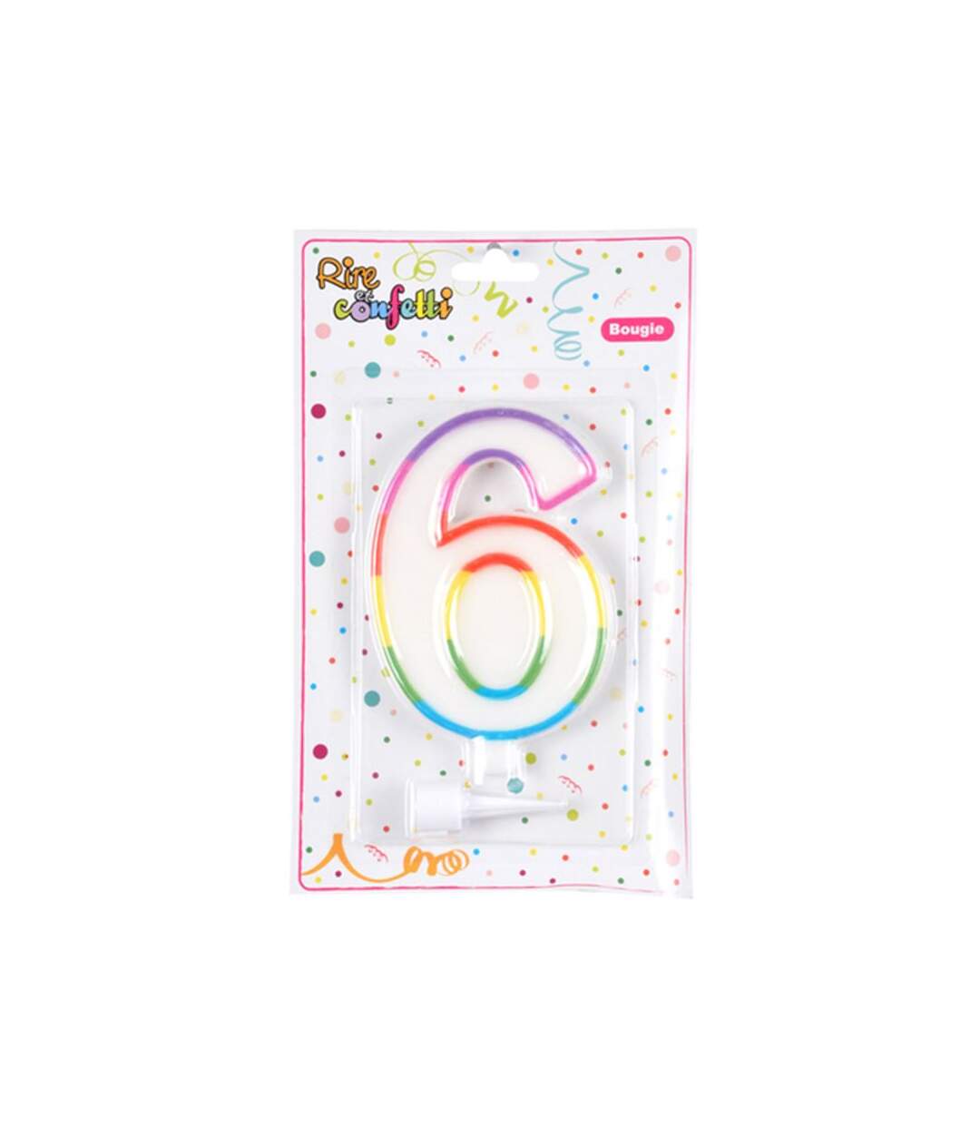 Paris Prix - Bougie D'anniversaire chiffre 6 10cm Multicolore