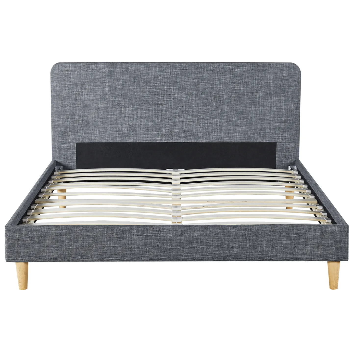 Lit double scandinave BALTA avec tête de lit et sommier 160 x 200 cm tissu gris anthracite