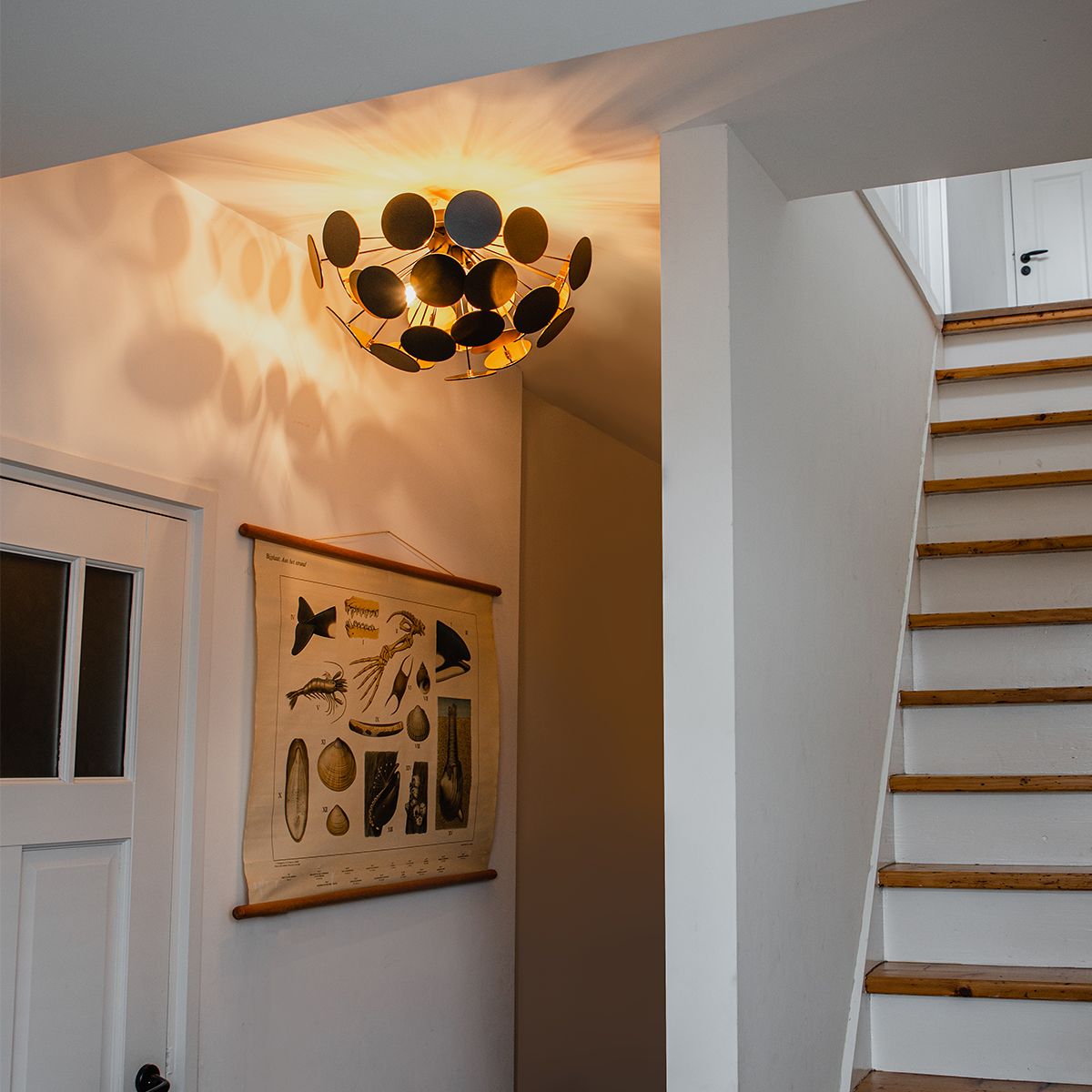 Design plafondlamp zwart met goud 54cm 3-lichts - Cerchio