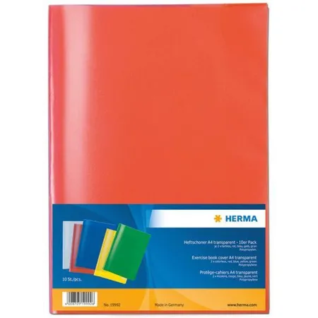 HERMA Heftschoner A4, transparent, 10 Stück in 5 Farben
